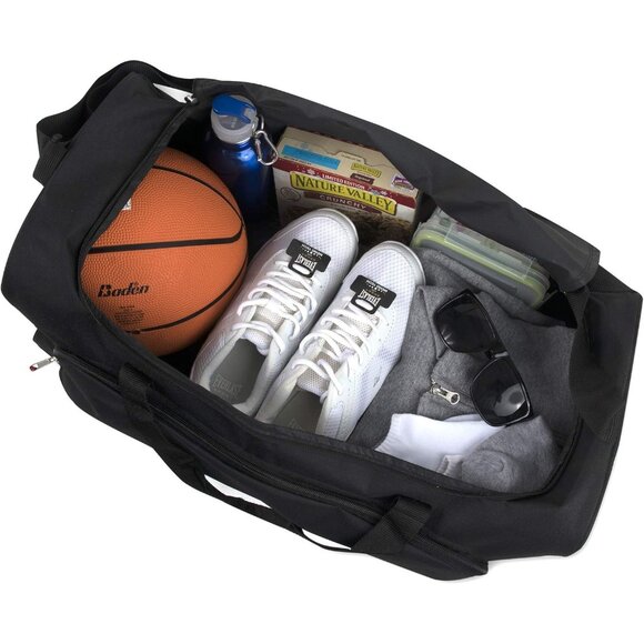 24 Inch Men & Women Black Lightweight Canvas Duffle Gym Sports Equipment Bags - Picture 3 of 9